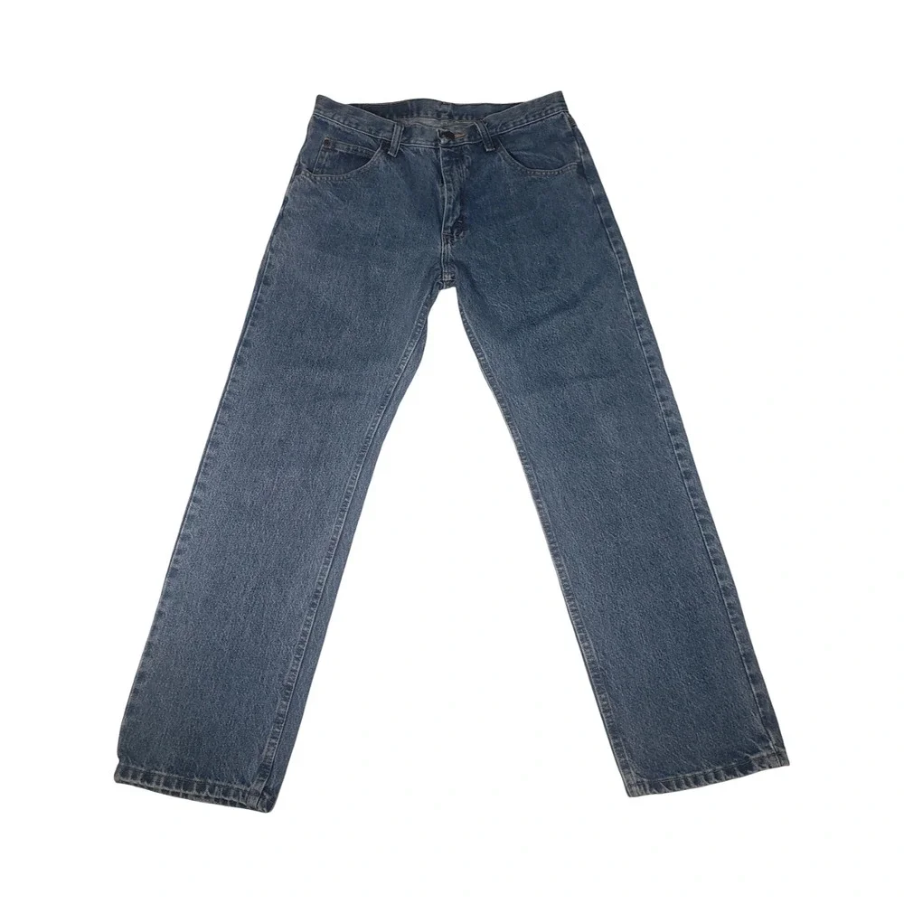 Wrangler Premium Quality Mens 32x30 Straight Leg Jeans Medium Wash 96501DS Blue